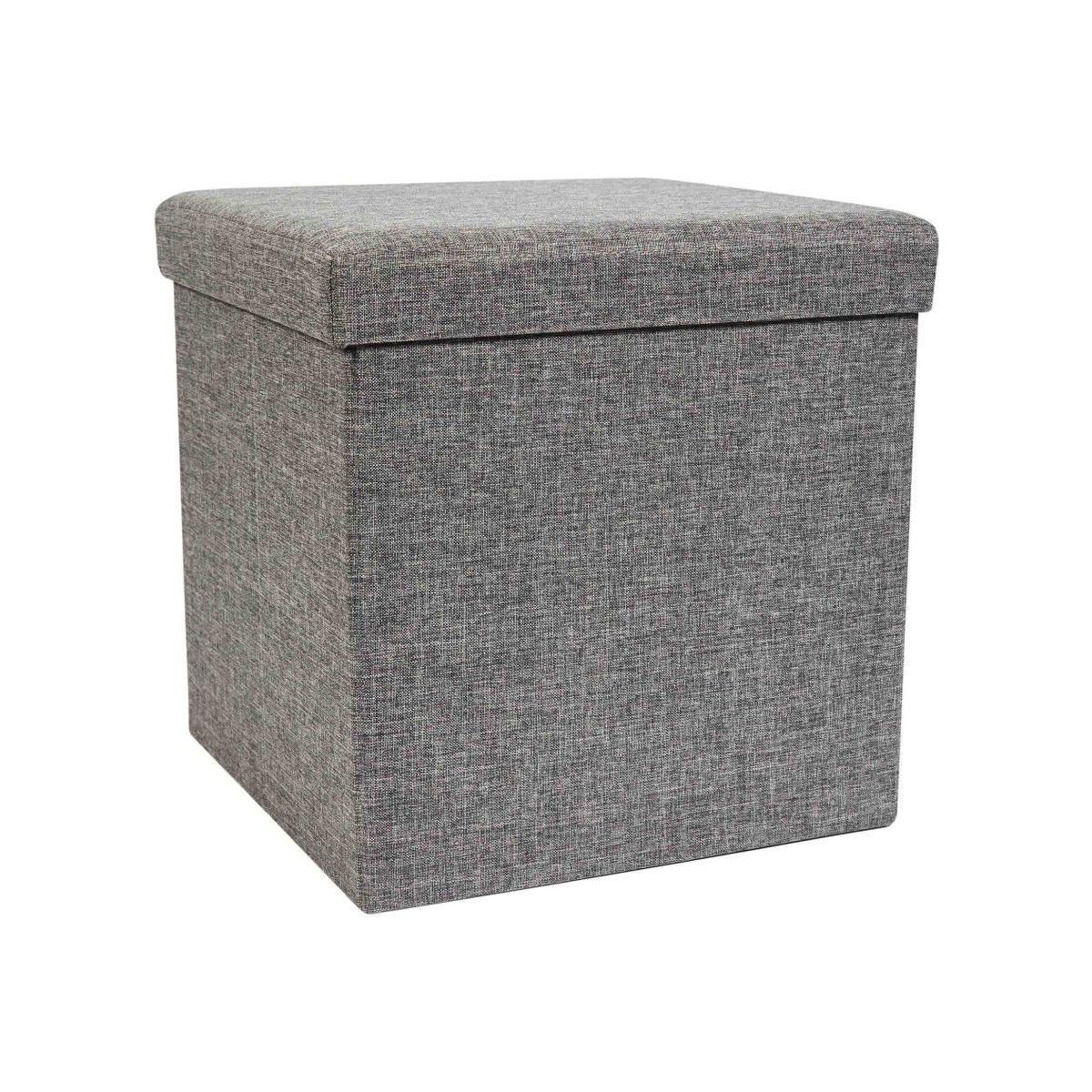 Foldable Grey Cube Ottoman Grey – image 1