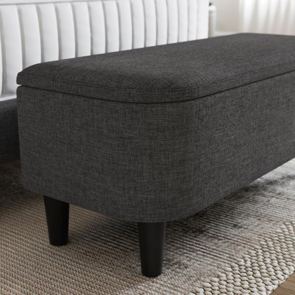 Modern Curves Woven End of Bed Storage Ottoman Charcoal – image 4