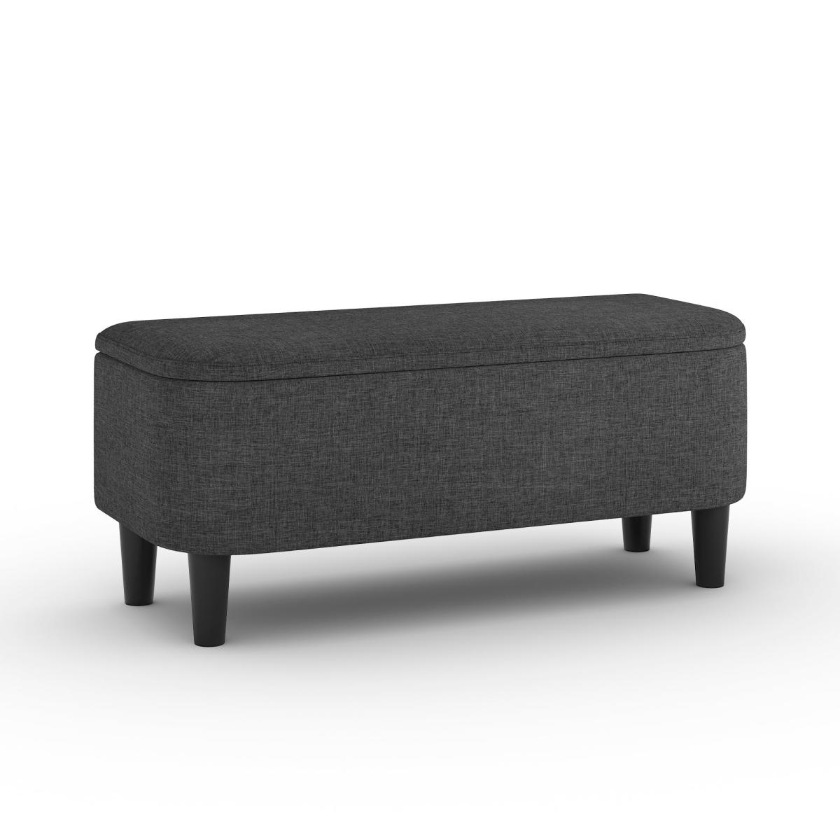Modern Curves Woven End of Bed Storage Ottoman Charcoal – image 6