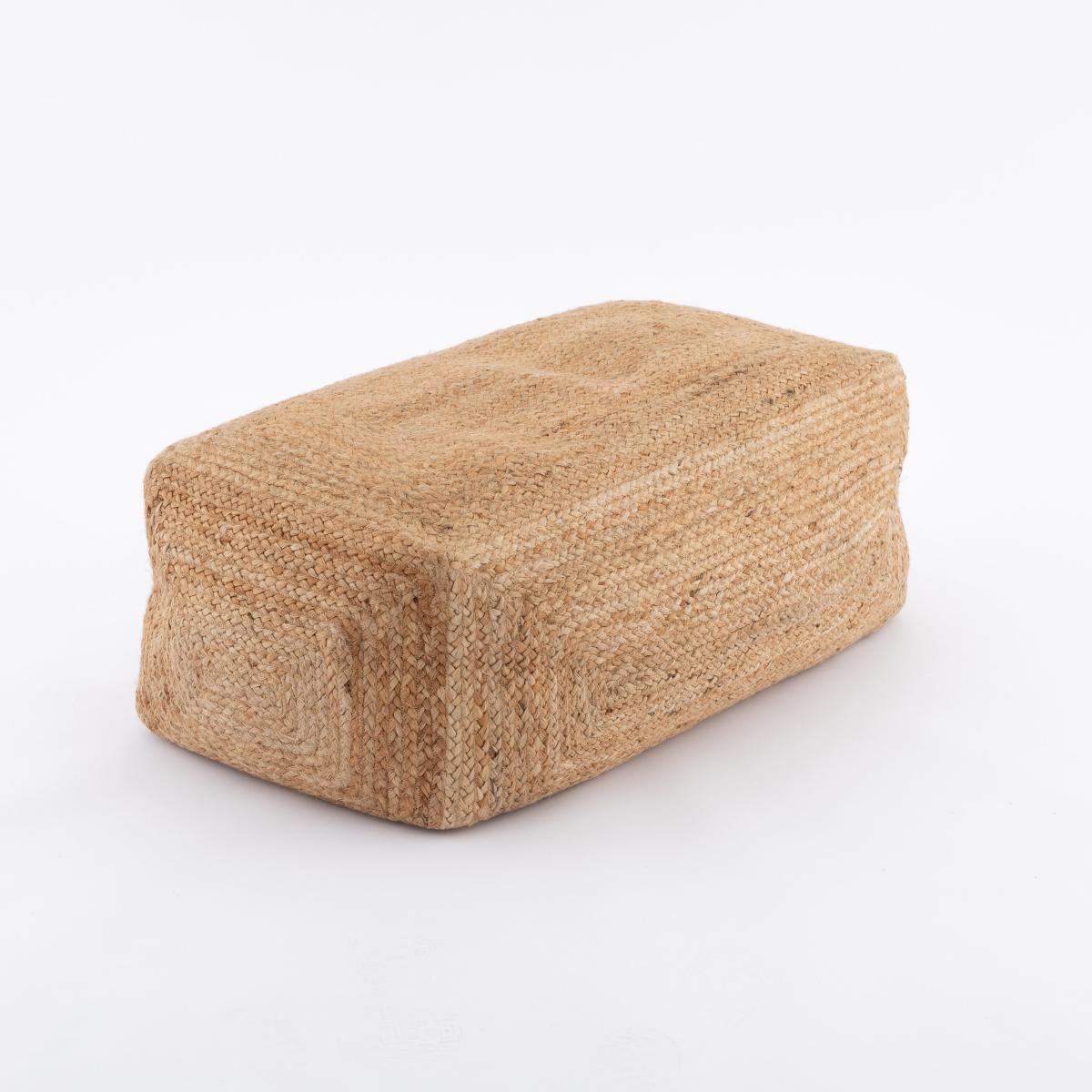 Rectangular Jute Pouffe Natural – image 3