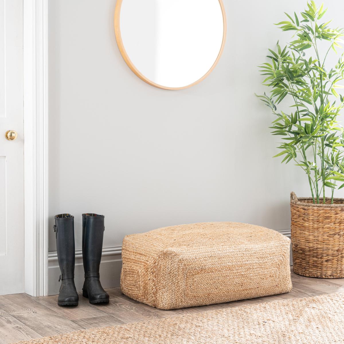 Rectangular Jute Pouffe Natural – image 1