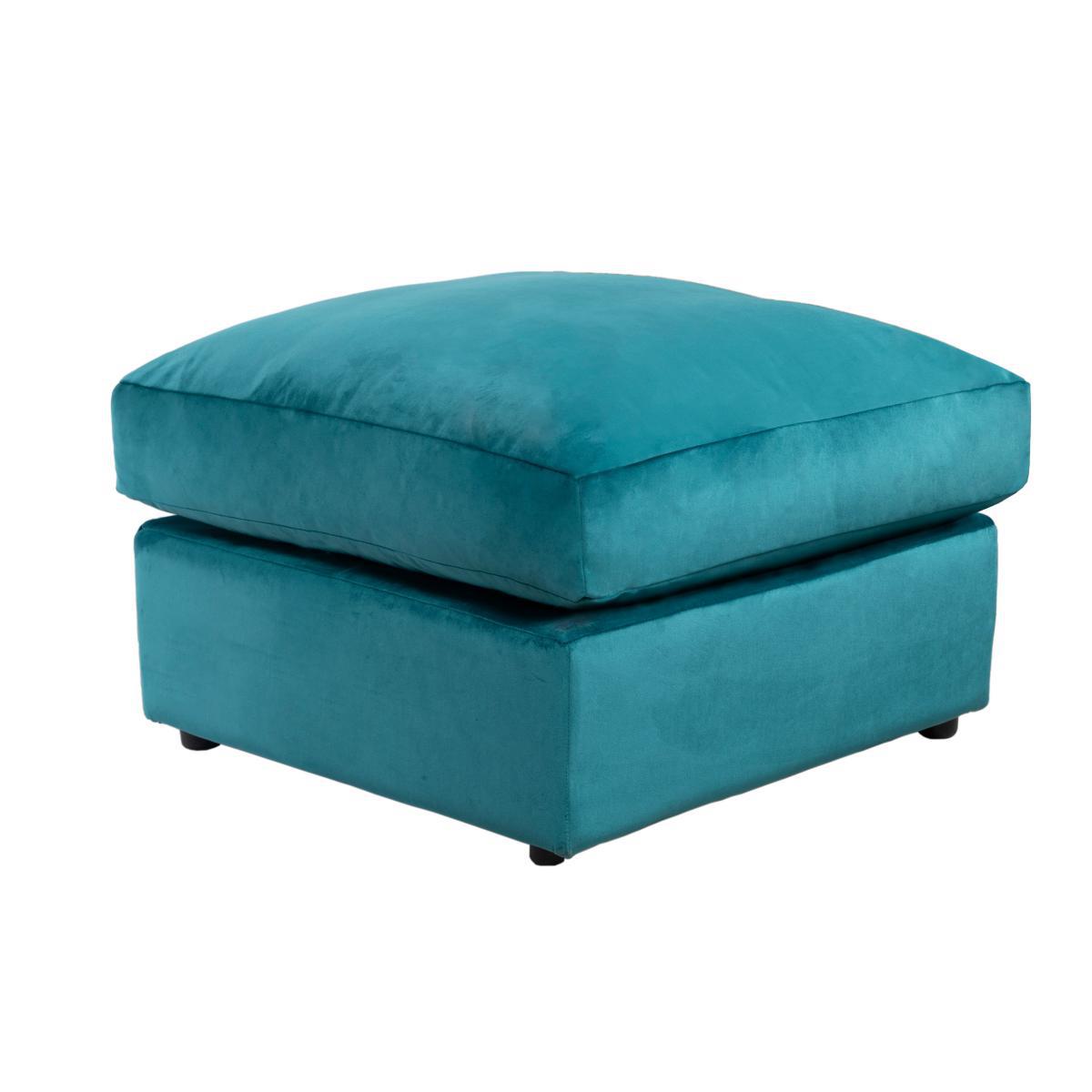 Blake Velvet Footstool Teal (Blue) – image 3