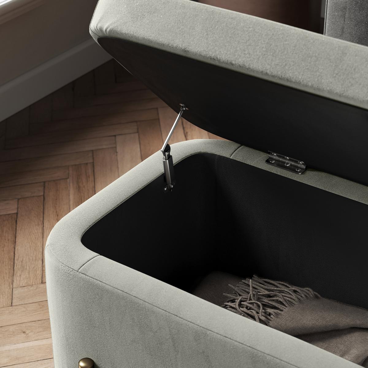Ivy Velvet Storage Ottoman Velvet Grey – image 4