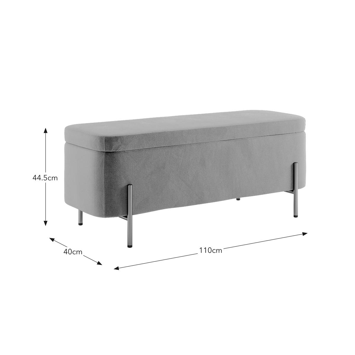 Ivy Velvet Storage Ottoman Velvet Grey – image 6