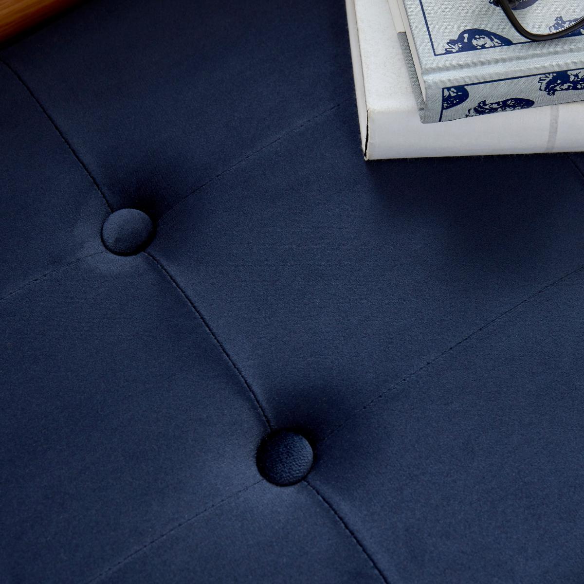 Luxe Traveller Navy Velvet Ottoman Navy Blue – image 2
