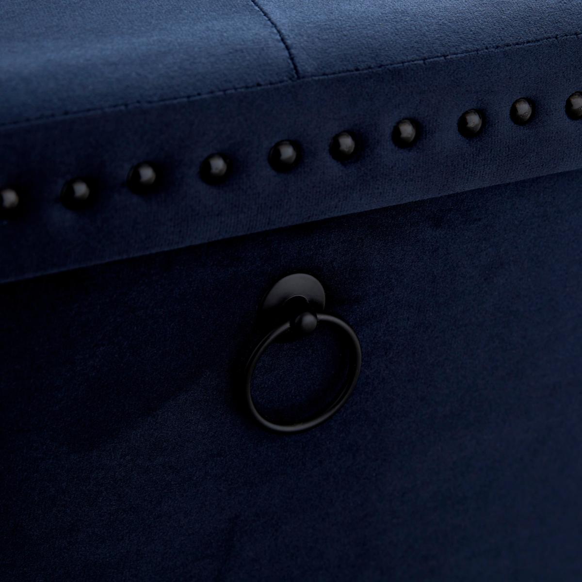 Luxe Traveller Navy Velvet Ottoman Navy Blue – image 3