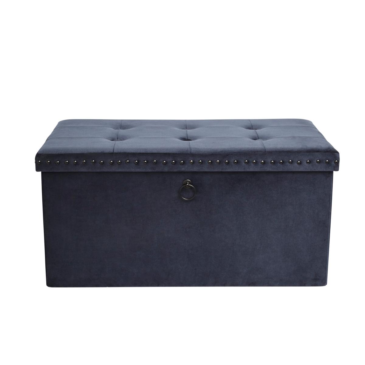 Luxe Traveller Navy Velvet Ottoman Navy Blue – image 5