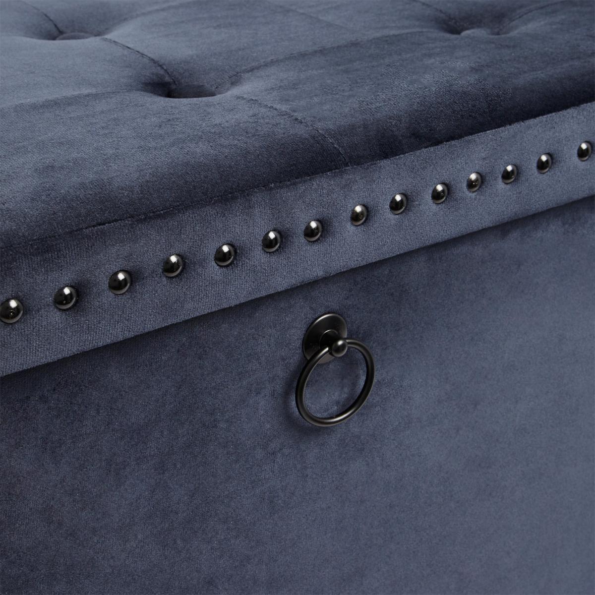 Luxe Traveller Navy Velvet Ottoman Navy Blue – image 6