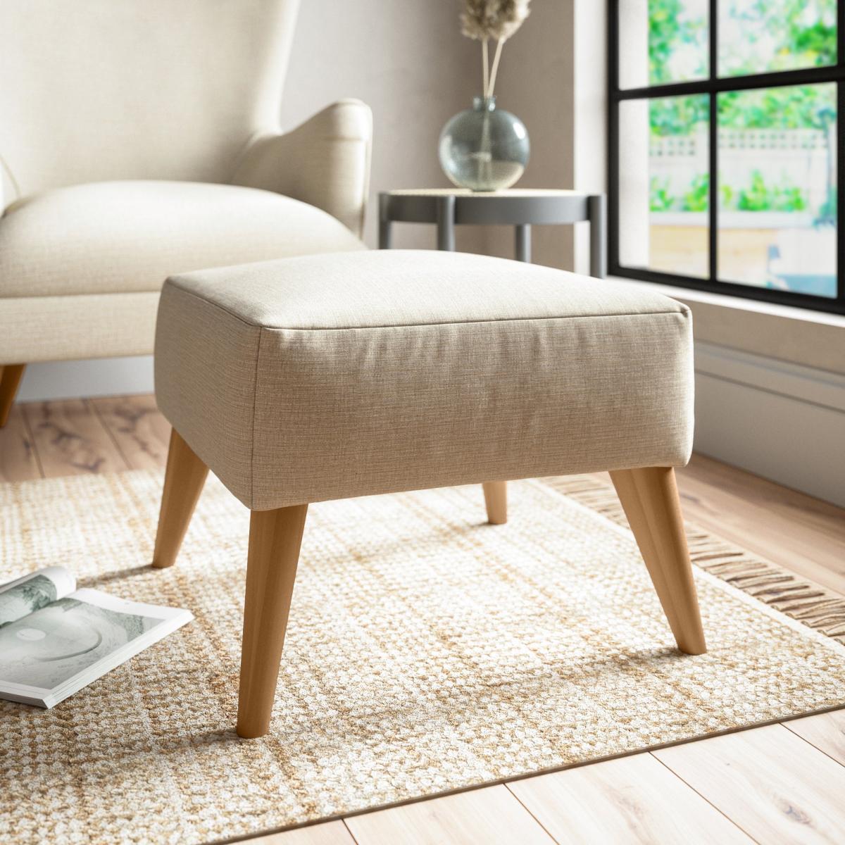Marlow Textured Weave Footstool Textured Weave Honey – image 1