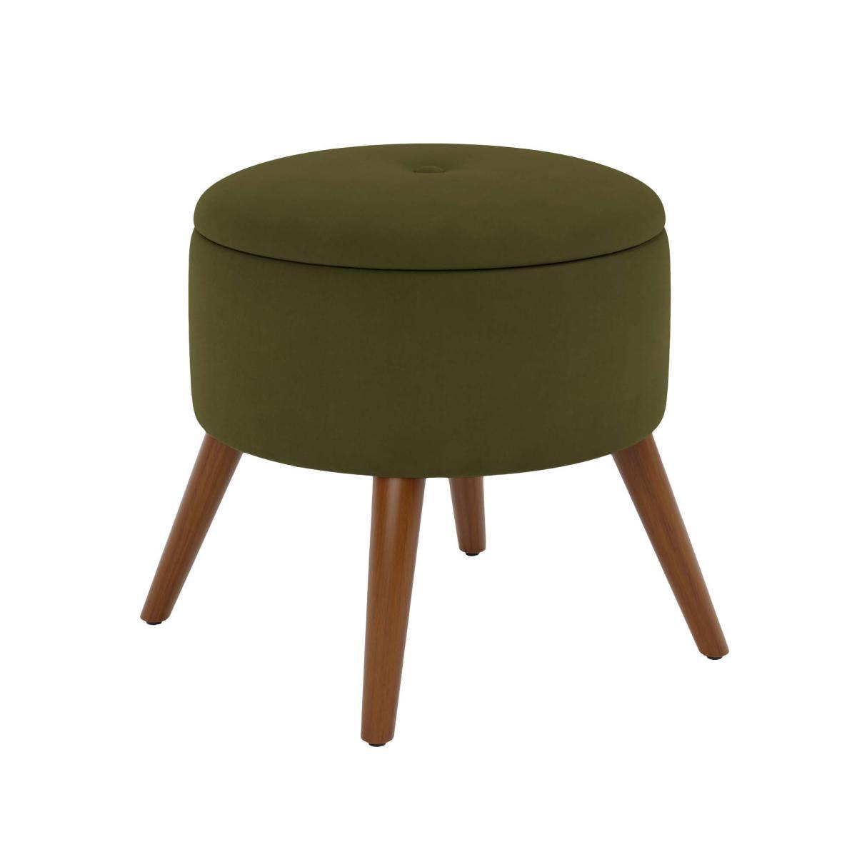 Eliza Velvet Storage Footstool Olive (Green) – image 2