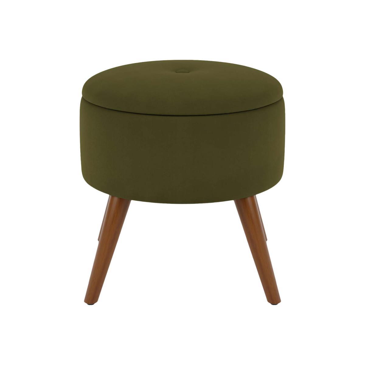 Eliza Velvet Storage Footstool Olive (Green) – image 3