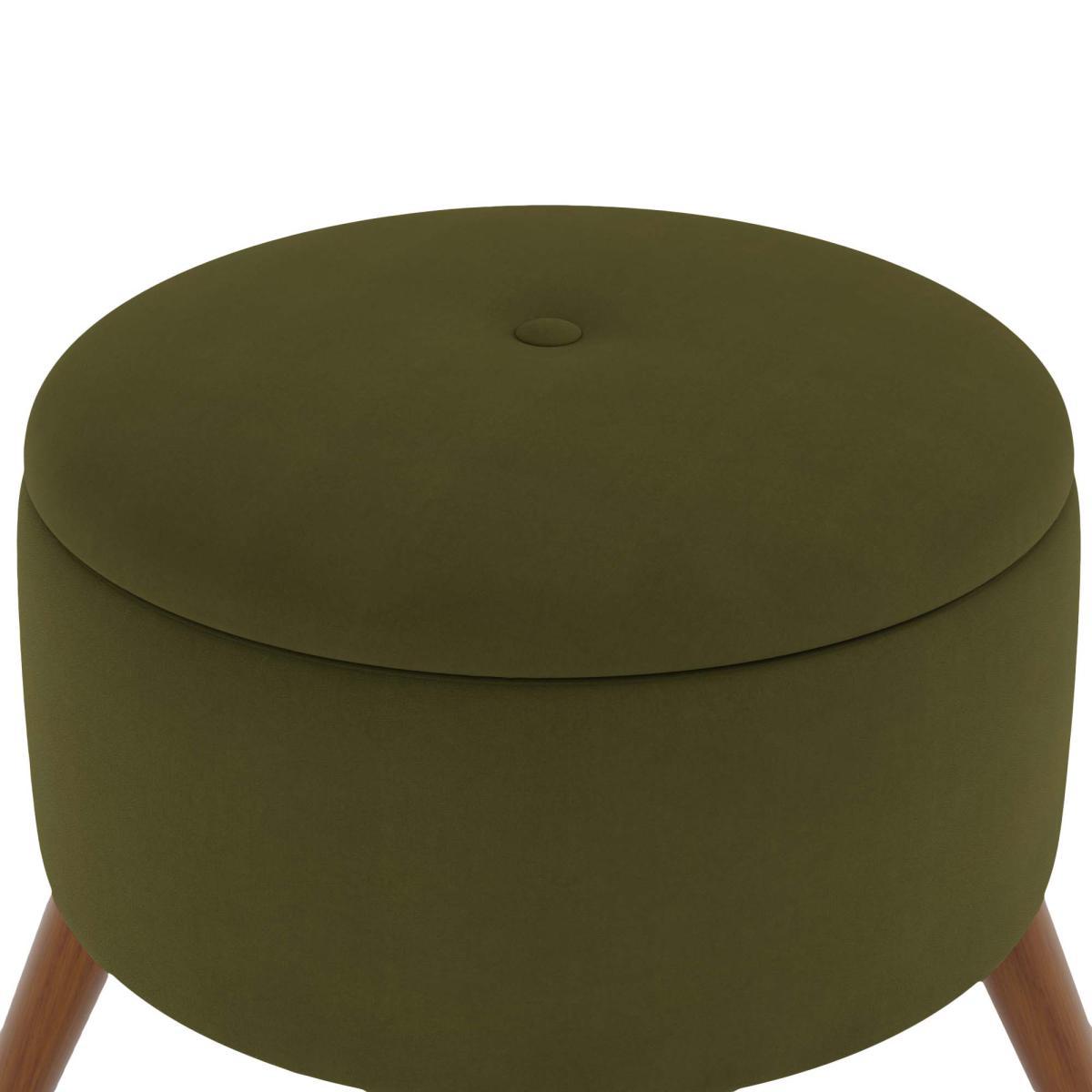 Eliza Velvet Storage Footstool Olive (Green) – image 5