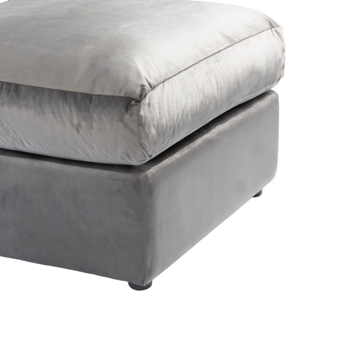 Blake Velvet Footstool Grey – image 5