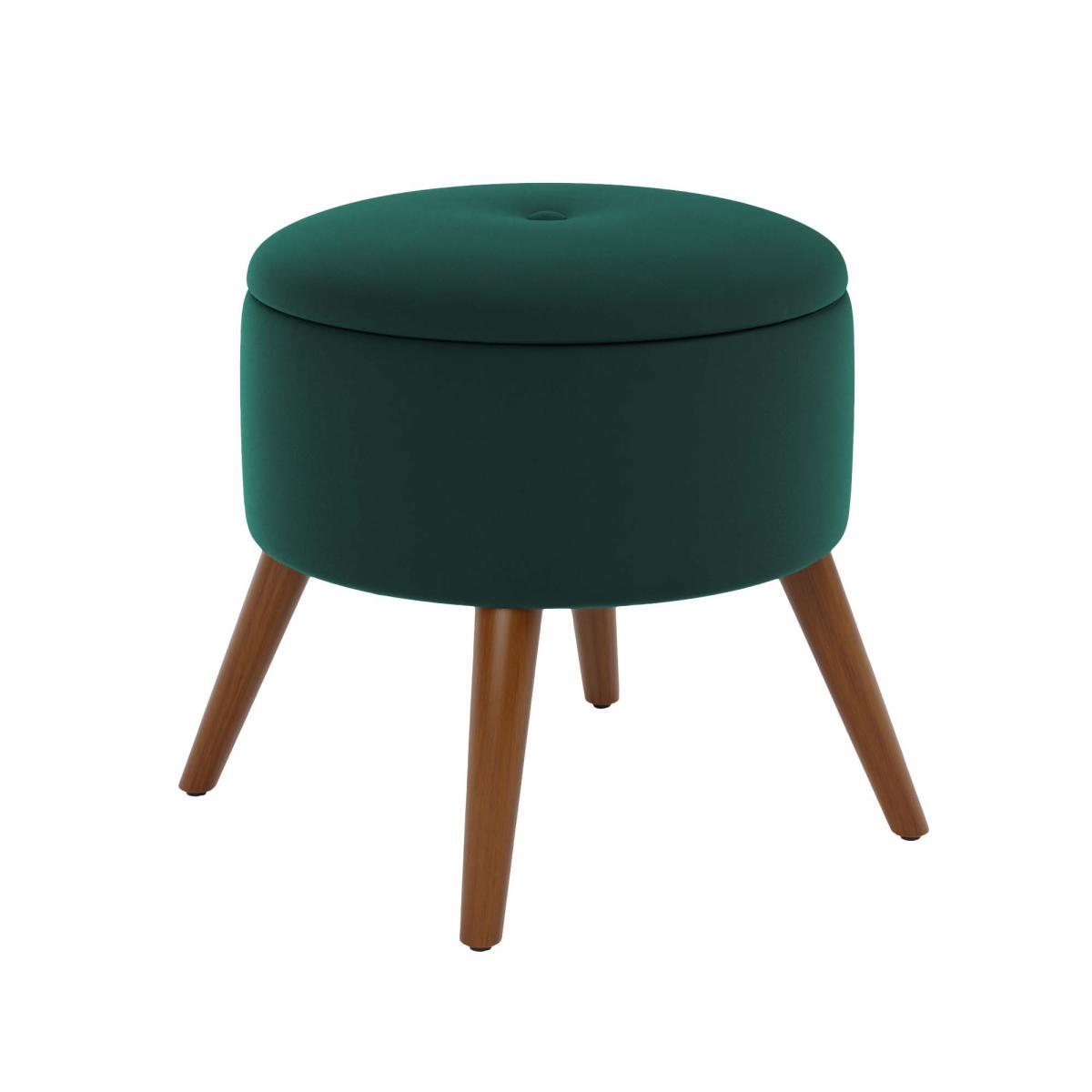Eliza Velvet Storage Footstool Bottle (Green) – image 2