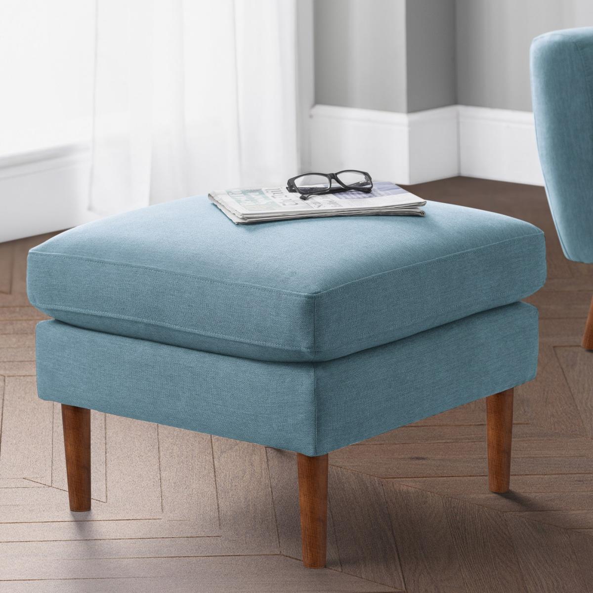 Monza Linen Footstool Blue Blue – image 1
