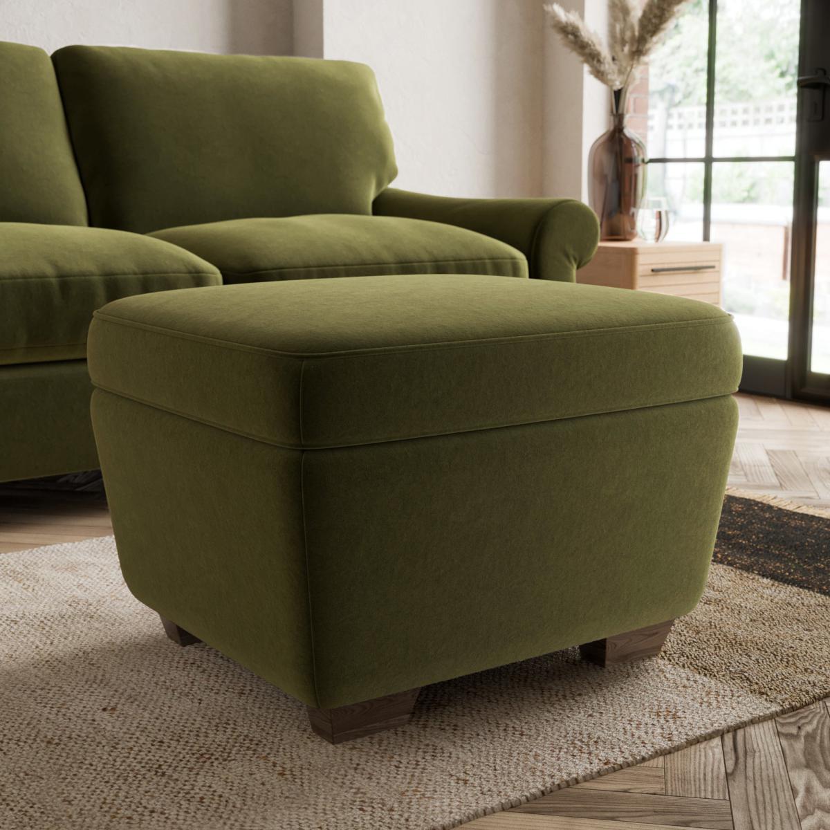 Arundel Luxury Velvet Footstool Luxury Velvet Olive – image 1
