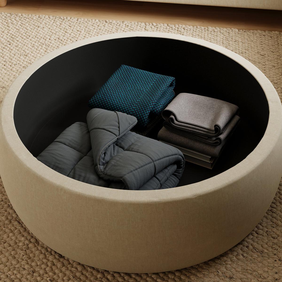 Large Round Storage Pouffe, Luna Natural Natural – image 3