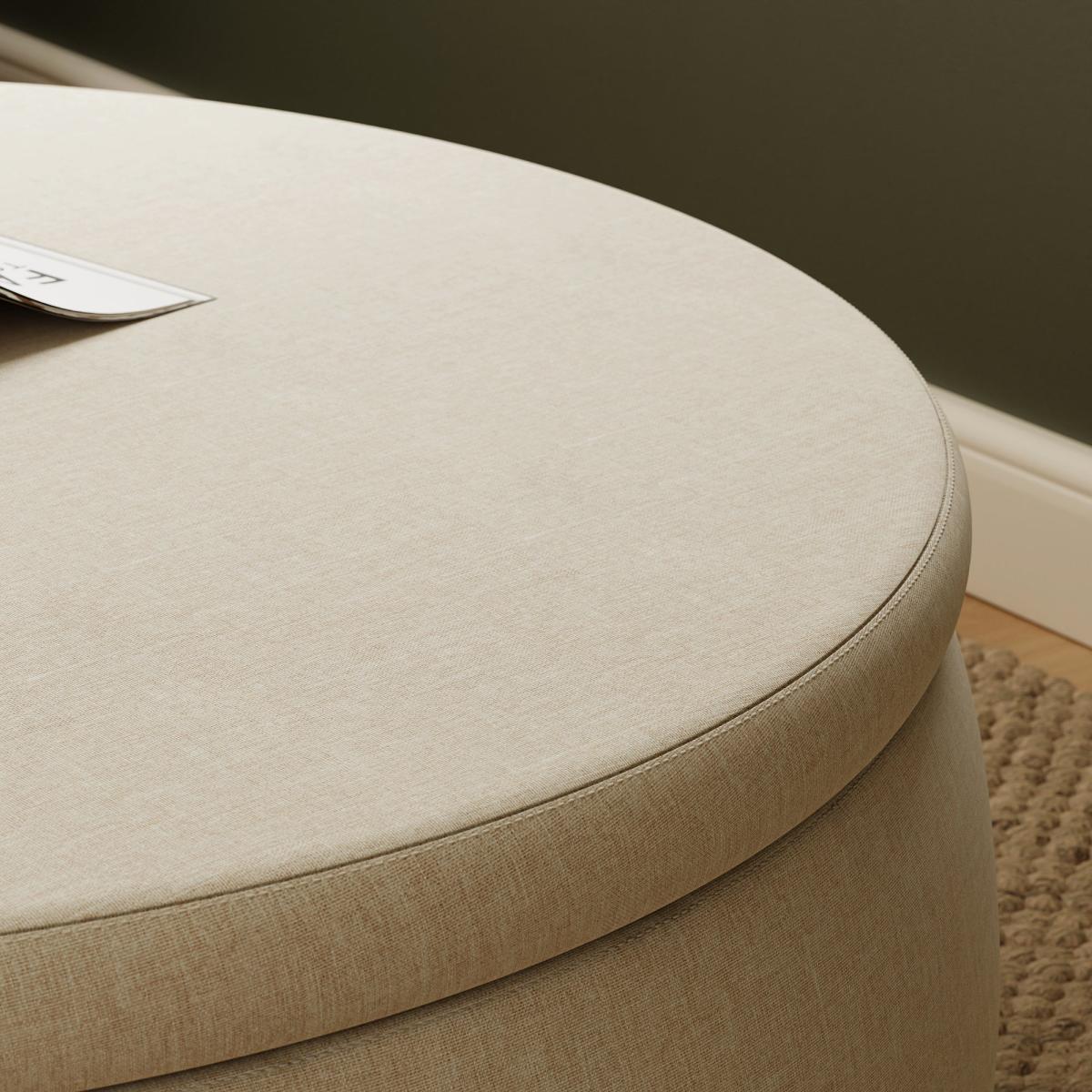 Large Round Storage Pouffe, Luna Natural Natural – image 4