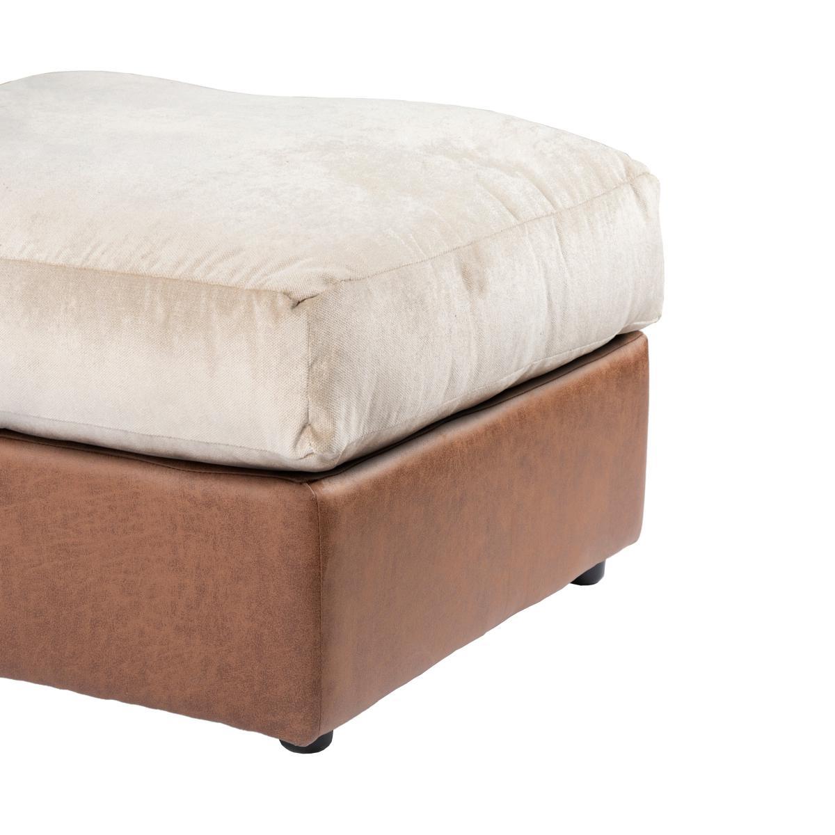 Blake Fabric Combo Footstool Tan (Brown) – image 4