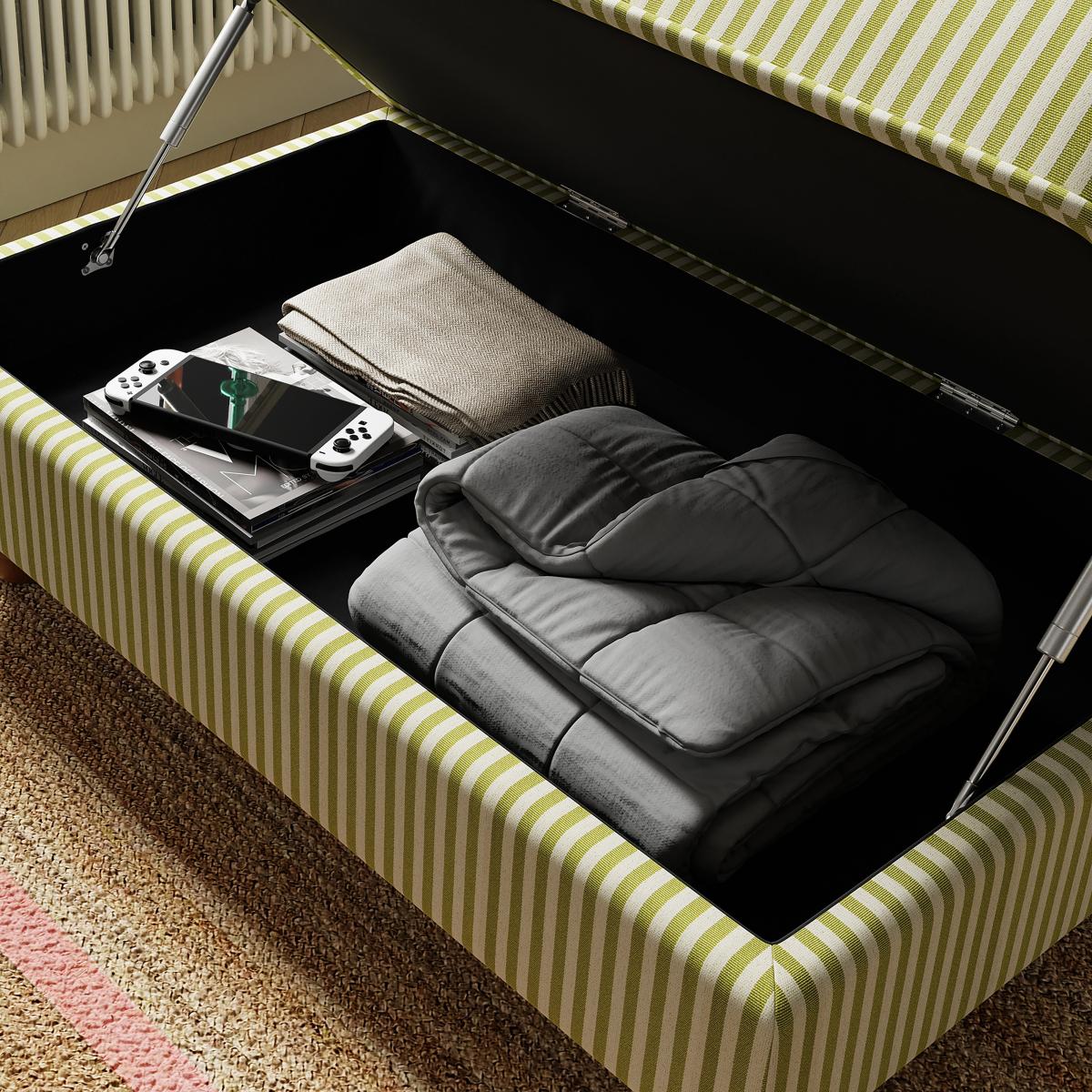 Beatrice Pinstripe Green Large Footstool Green – image 3