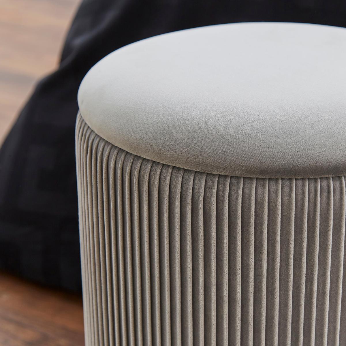 Ribbed Velvet Storage Footstool Grey – image 3
