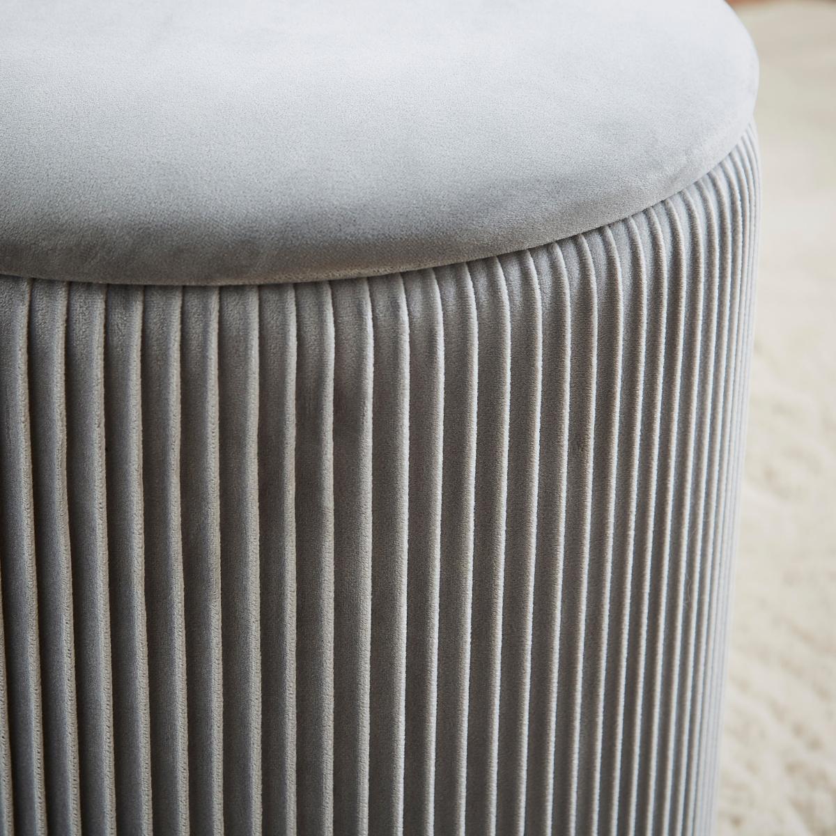 Ribbed Velvet Storage Footstool Grey – image 4
