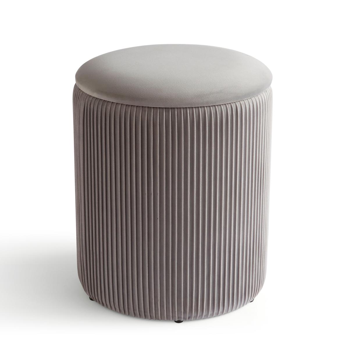 Ribbed Velvet Storage Footstool Grey – image 7