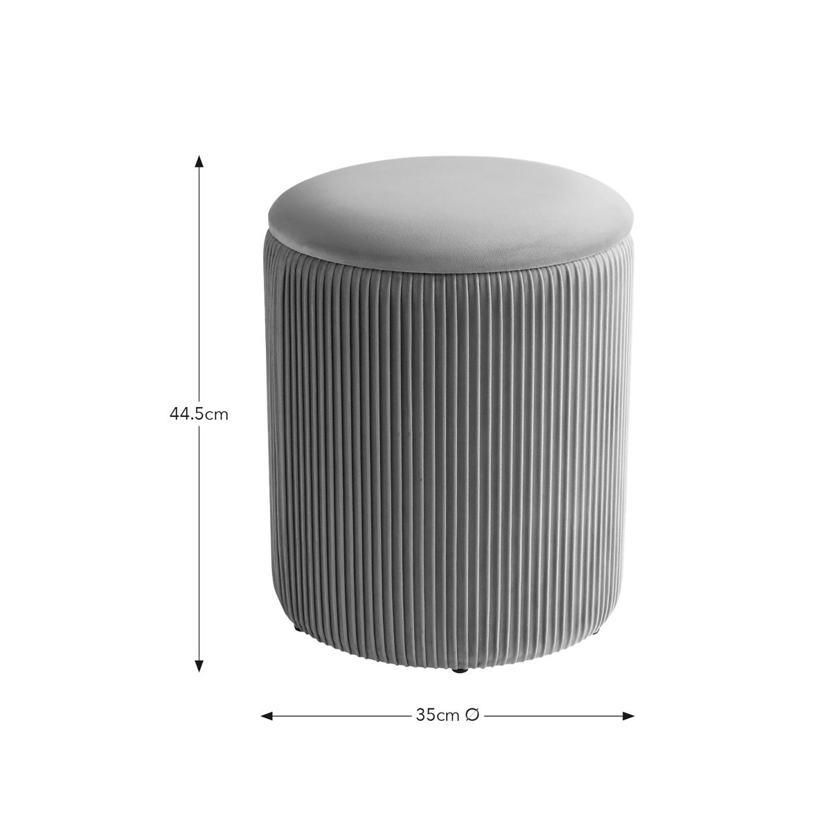 Ribbed Velvet Storage Footstool Grey – image 8
