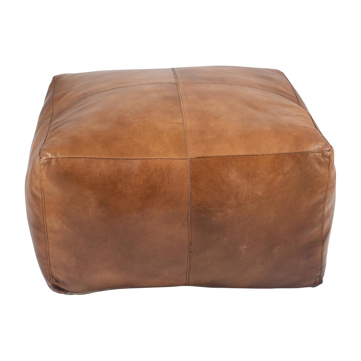 Matteo Leather Pouffe Tan (Brown) – image 2