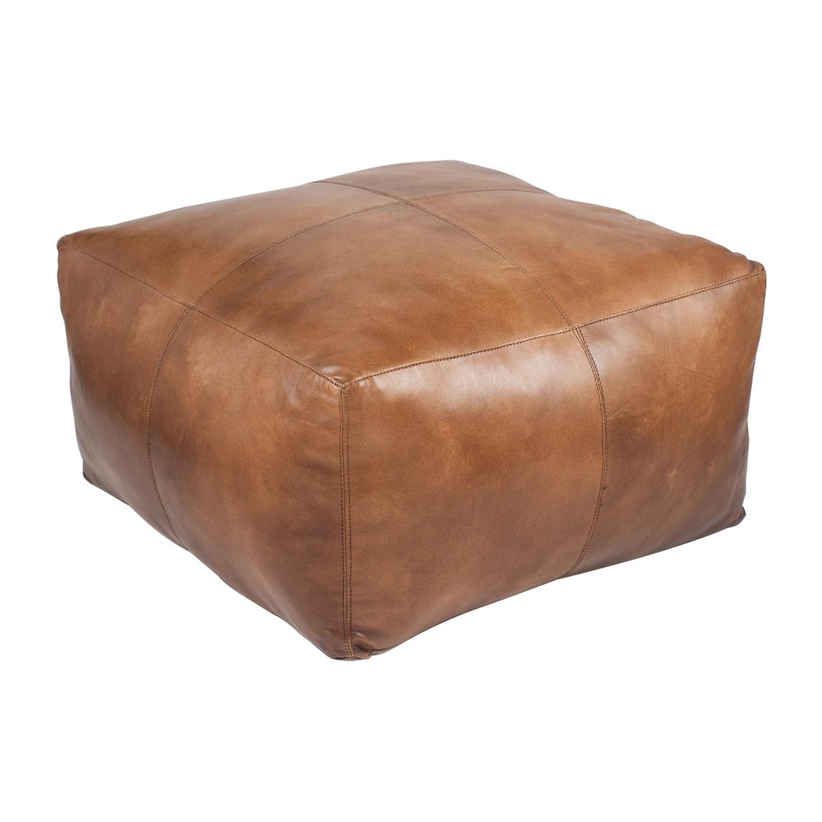 Matteo Leather Pouffe Tan (Brown) – image 3