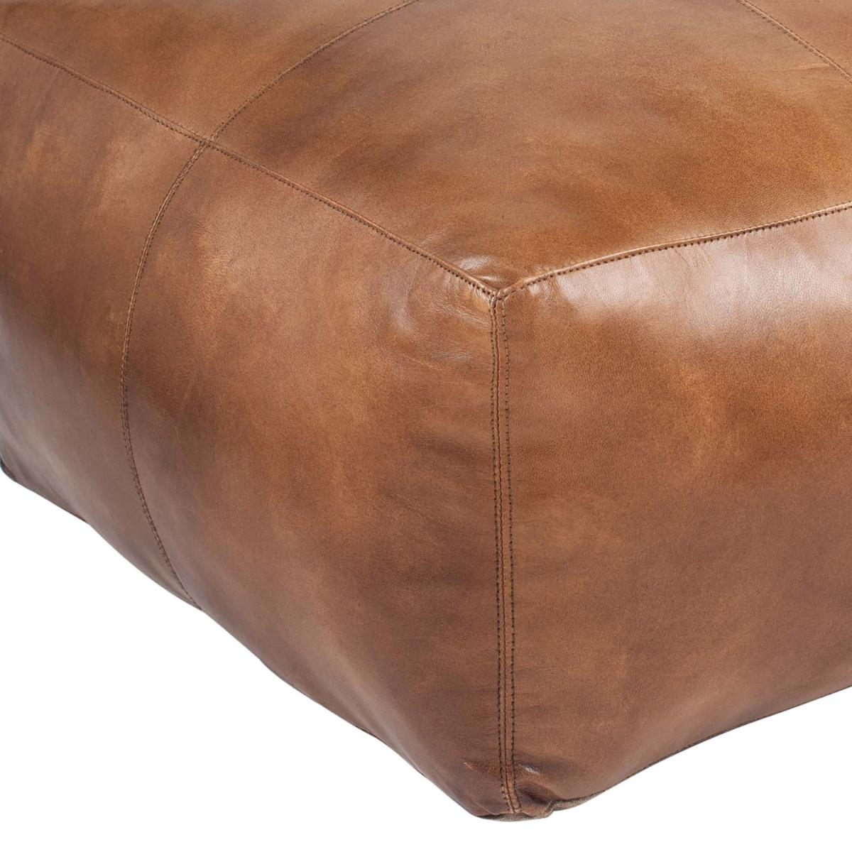 Matteo Leather Pouffe Tan (Brown) – image 4