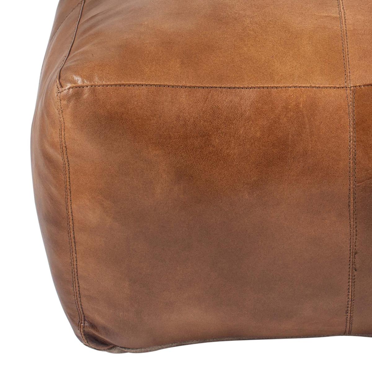 Matteo Leather Pouffe Tan (Brown) – image 5