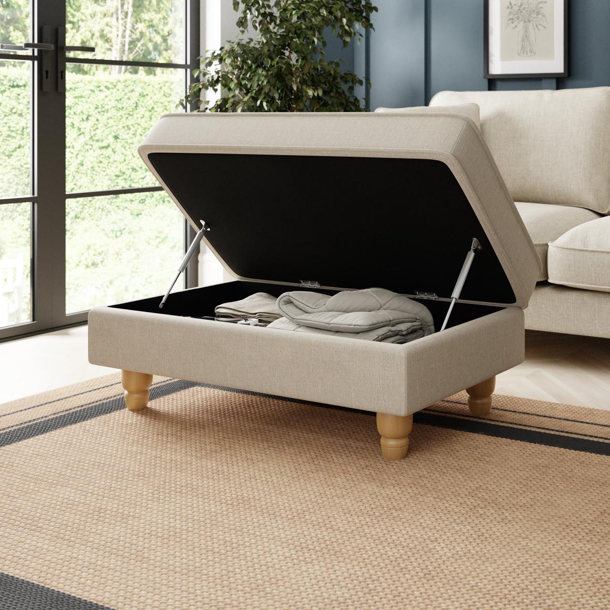 Beatrice Fabric Large Storage Footstool Luna Natural – image 4