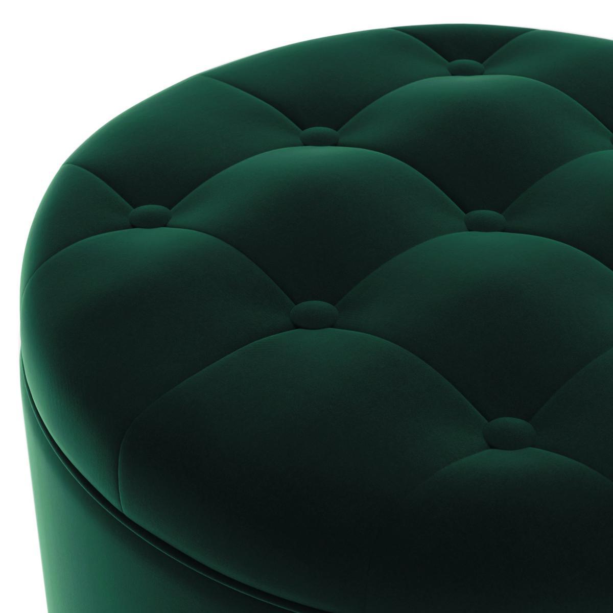 Oswald Velvet Round Storage Footstool Bottle (Green) – image 4