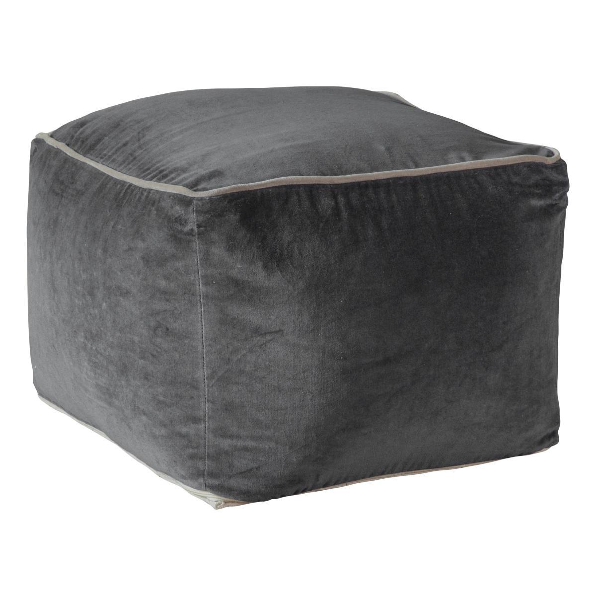 Martello Silver Velvet Pouffe Silver – image 2