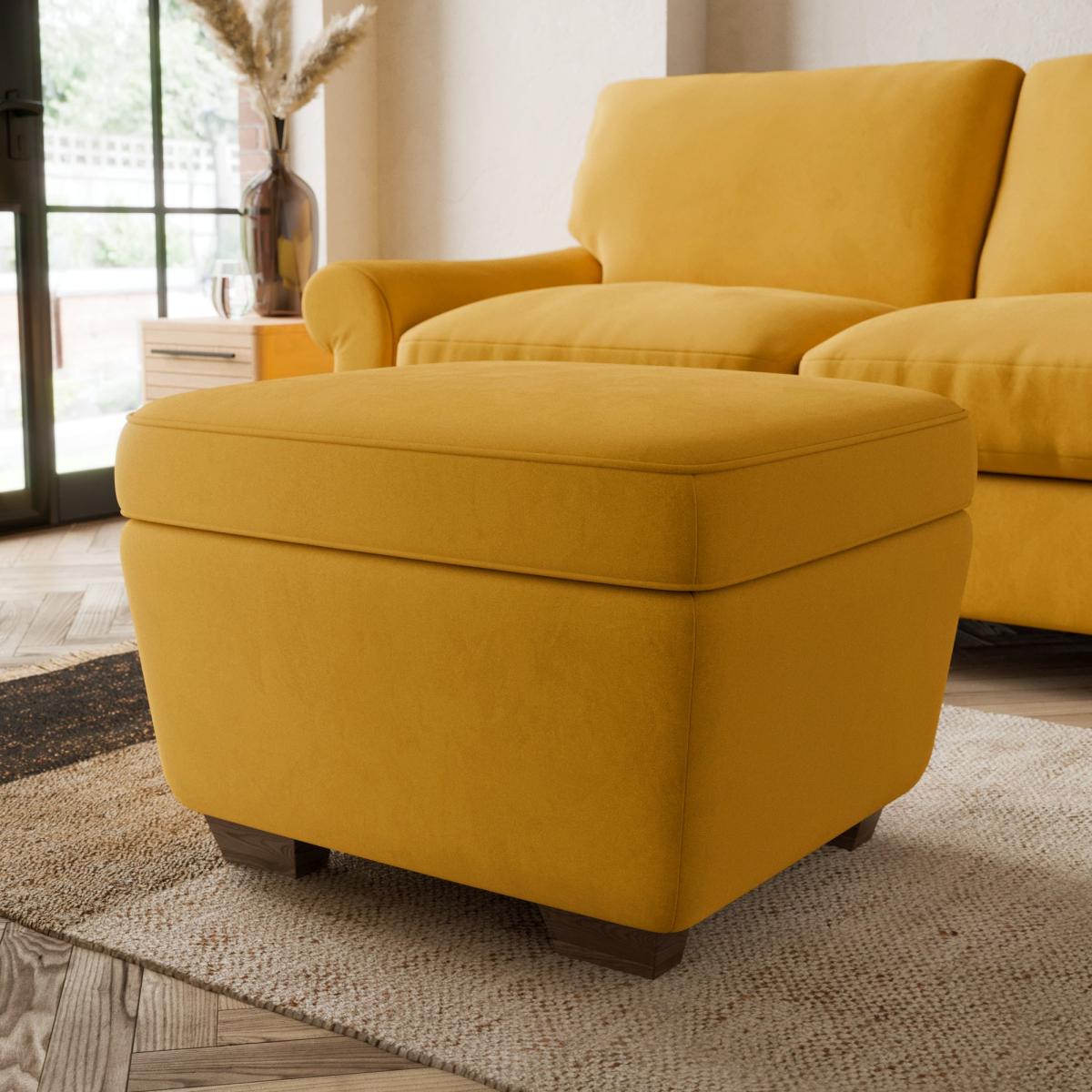 Arundel Luxury Velvet Footstool Luxury Velvet Old Gold – image 1