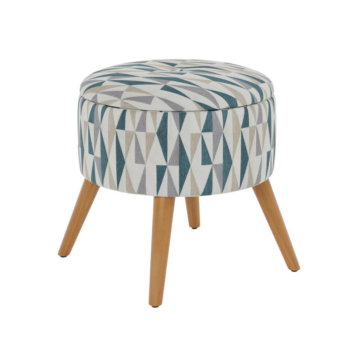 Eliza Triangle Jacquard Storage Footstool Peacock – image 2