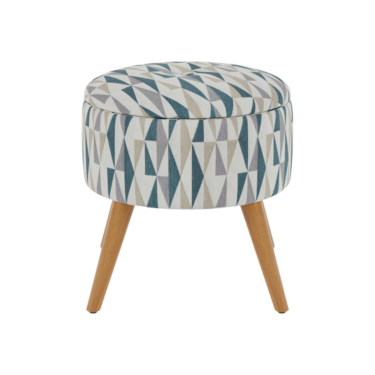 Eliza Triangle Jacquard Storage Footstool Peacock – image 3