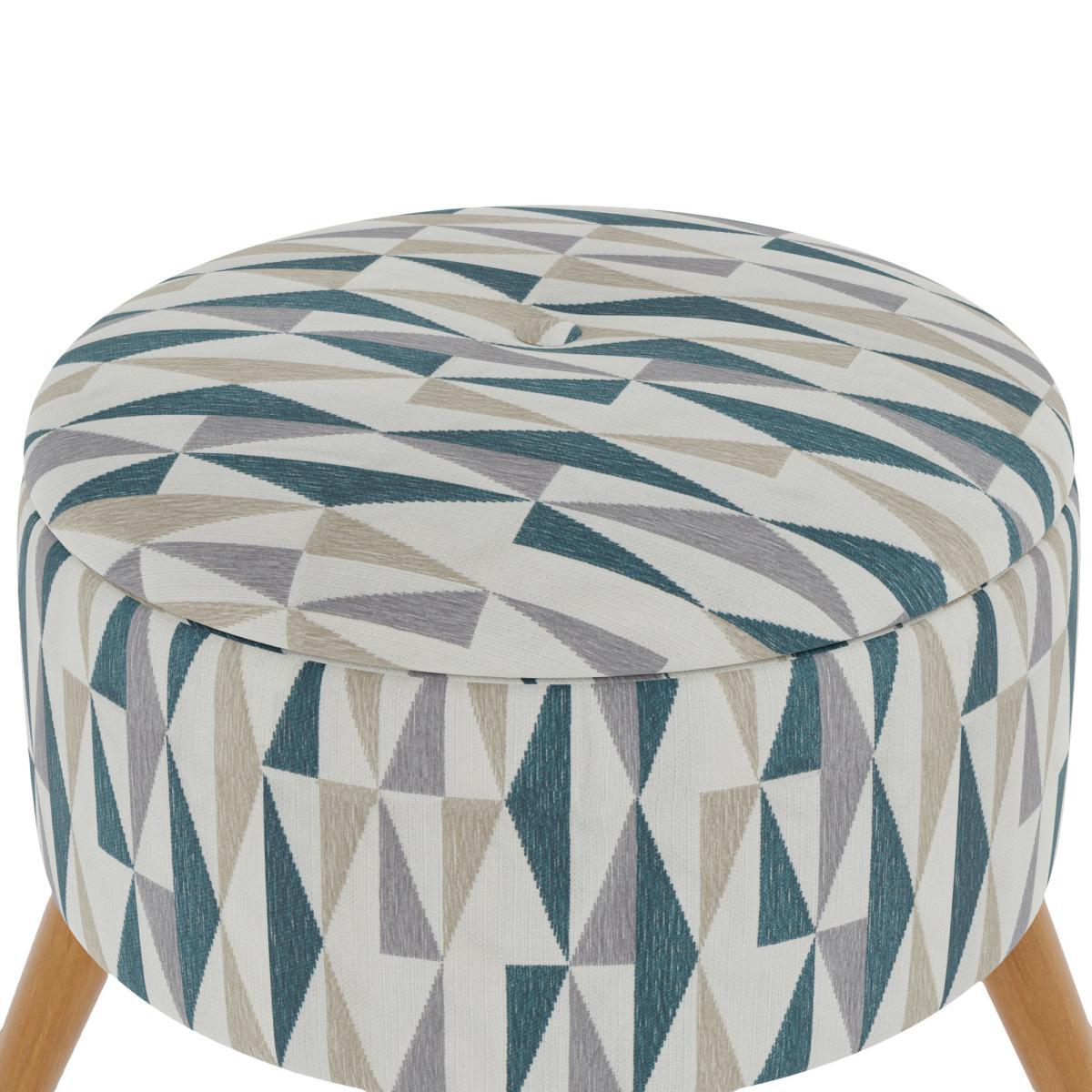 Eliza Triangle Jacquard Storage Footstool Peacock – image 5