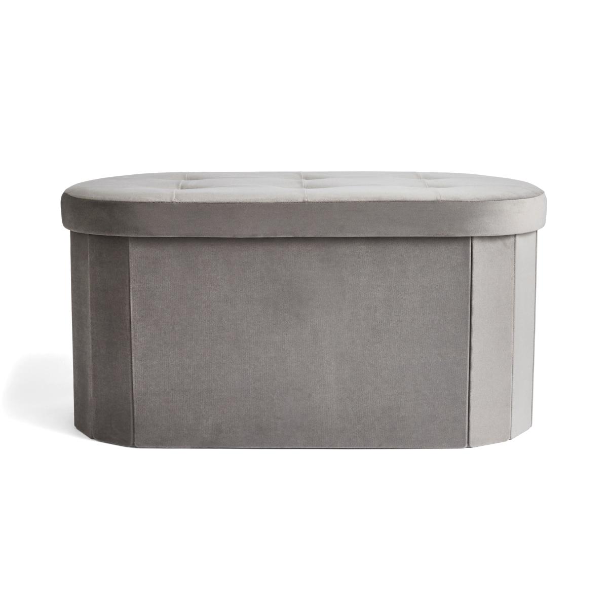 Velvet Lozenge Ottoman Grey – image 3