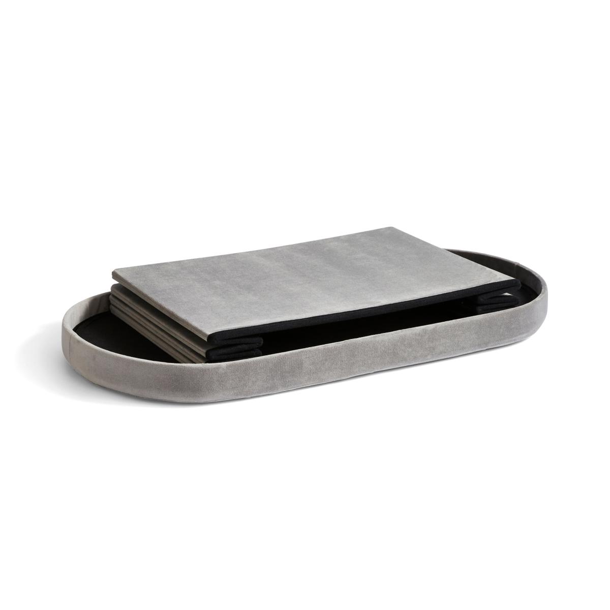 Velvet Lozenge Ottoman Grey – image 5