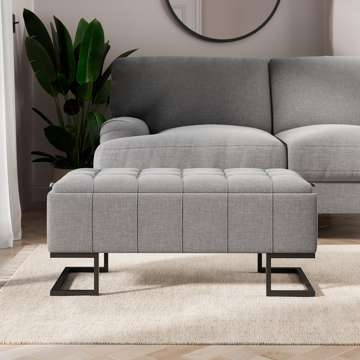 Holland Tray Table Ottoman, Flatweave Grey Grey – image 2