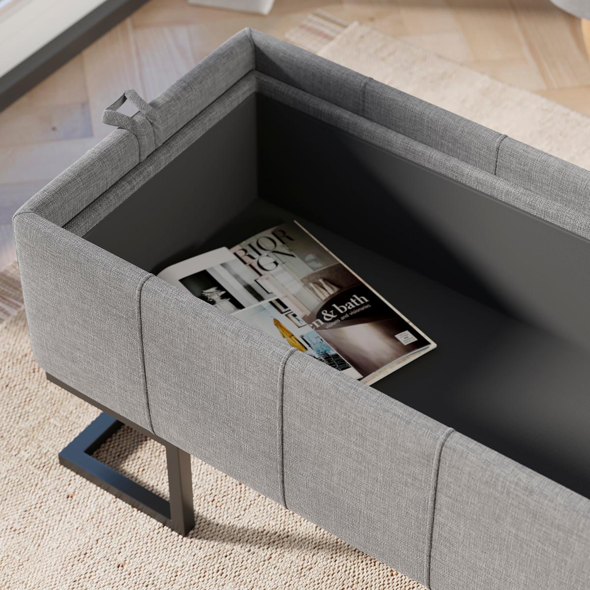 Holland Tray Table Ottoman, Flatweave Grey Grey – image 5
