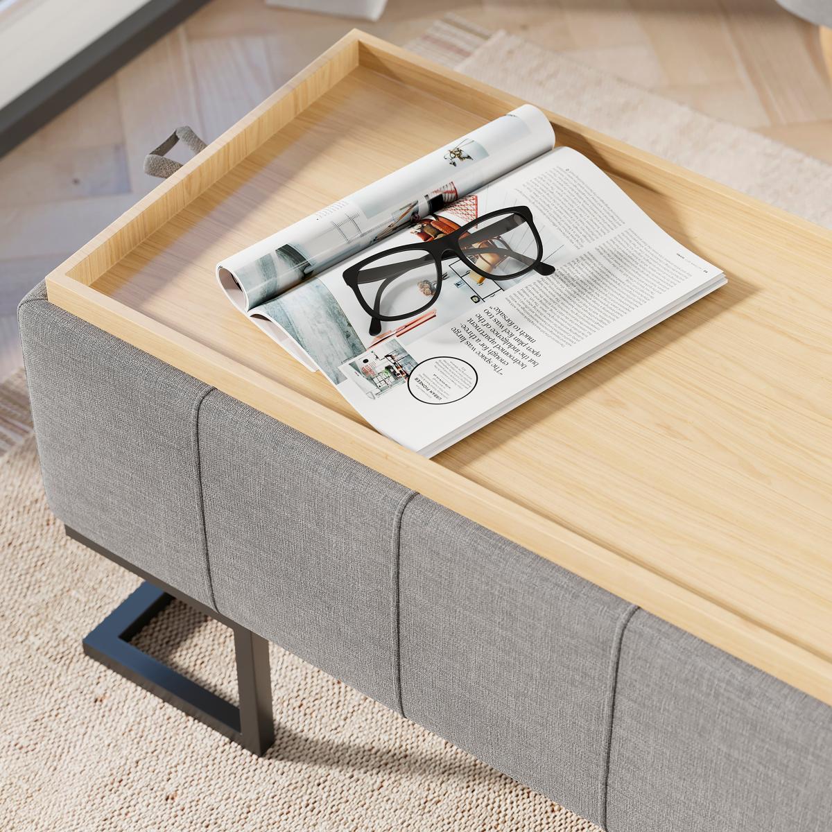 Holland Tray Table Ottoman, Flatweave Grey Grey – image 6
