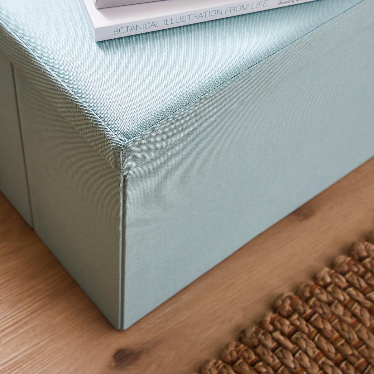 Faux Linen Ottoman Light Blue – image 3