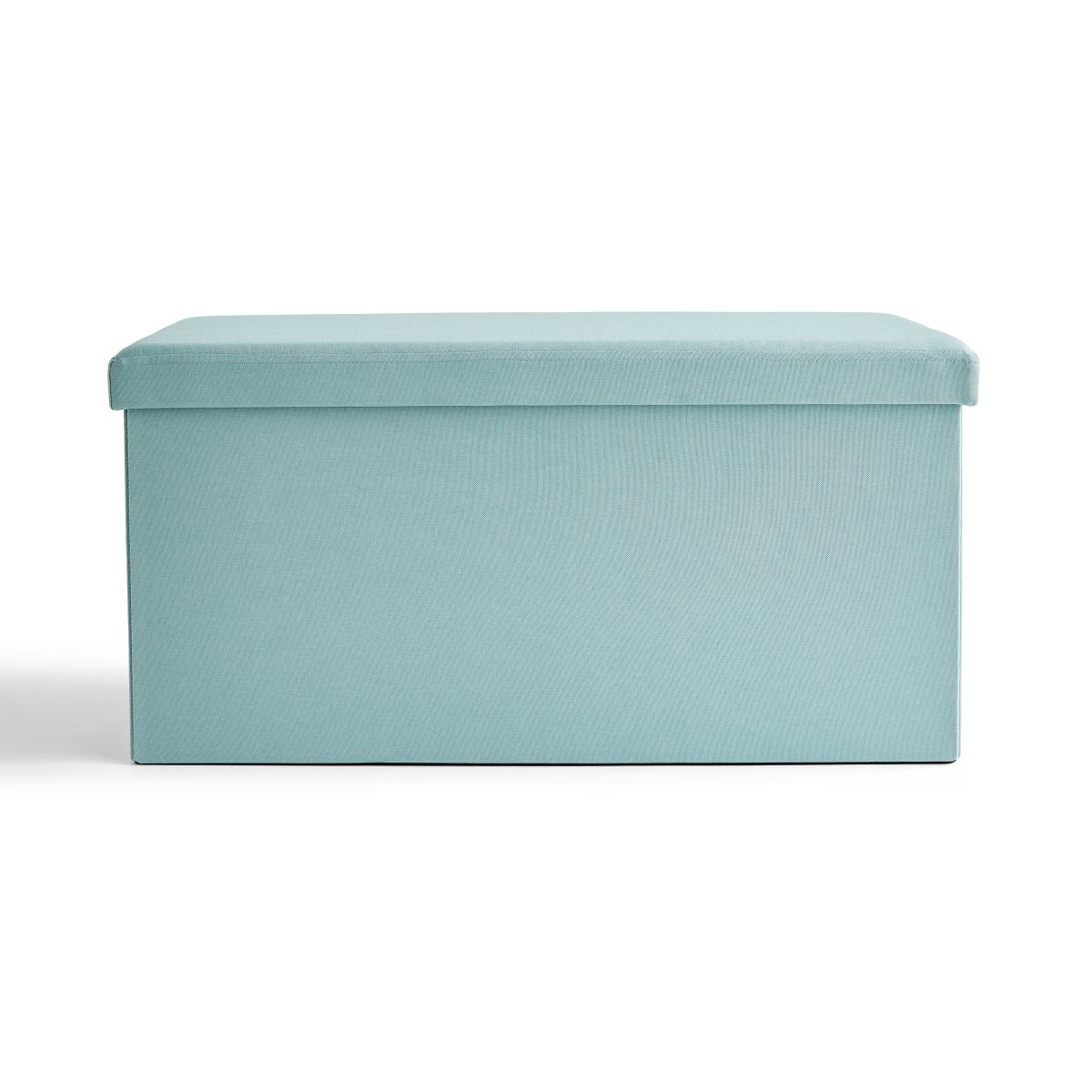 Faux Linen Ottoman Light Blue – image 4