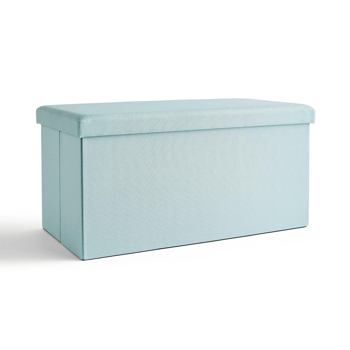 Faux Linen Ottoman Light Blue – image 5