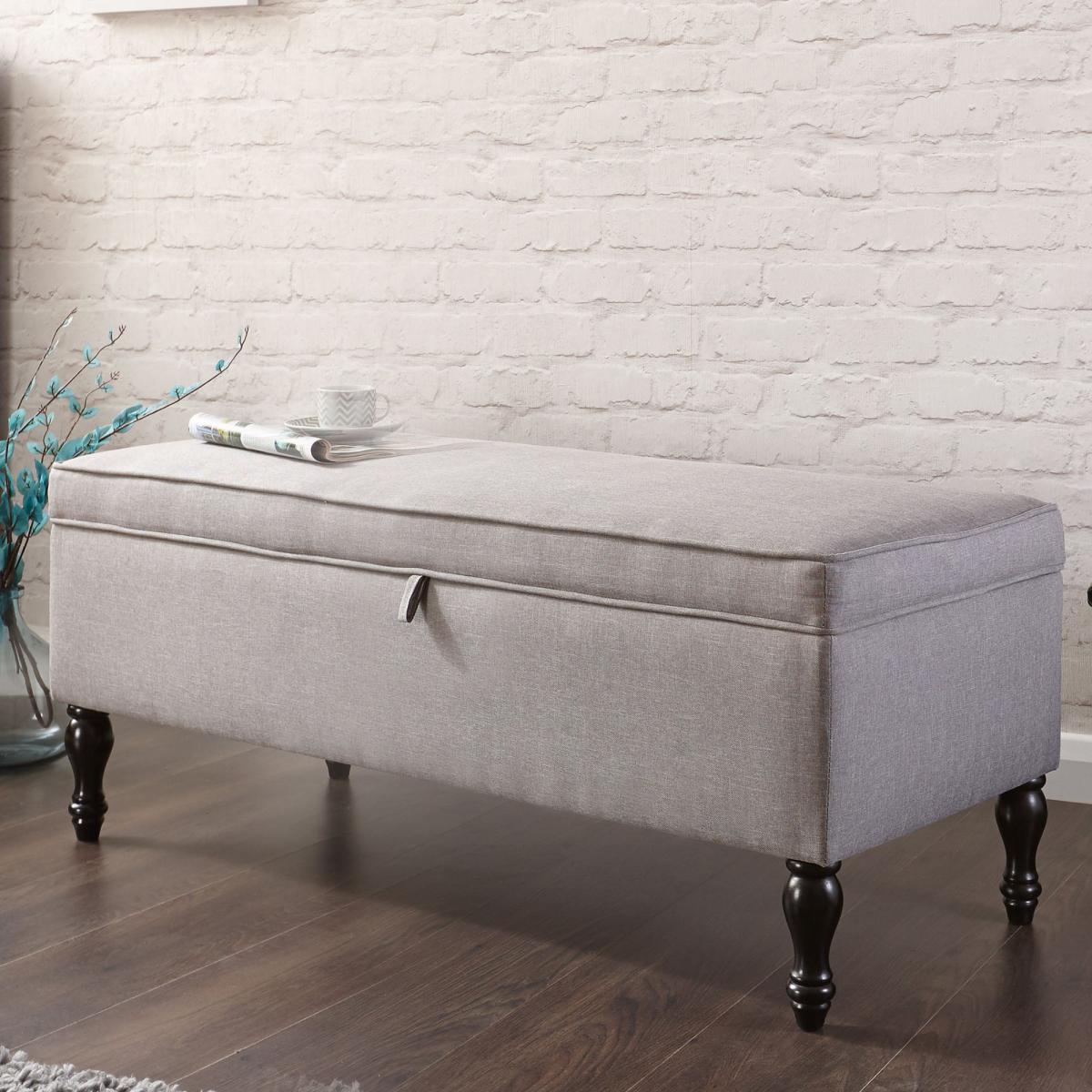 Windsor Grey Cushioned Ottoman Grey – image 2