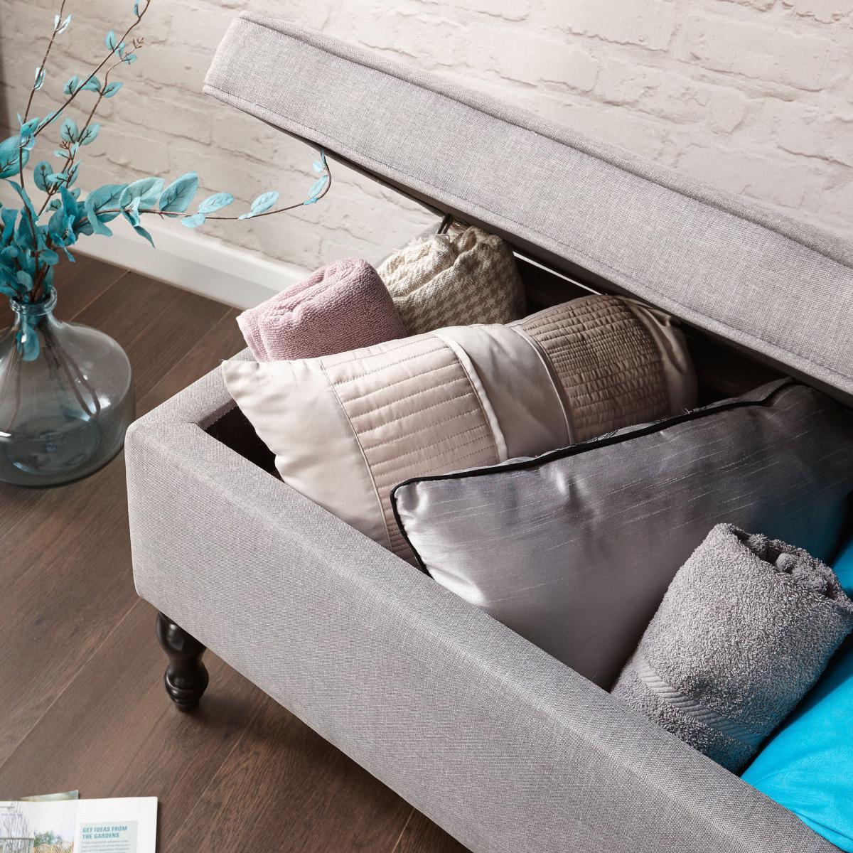 Windsor Grey Cushioned Ottoman Grey – image 3