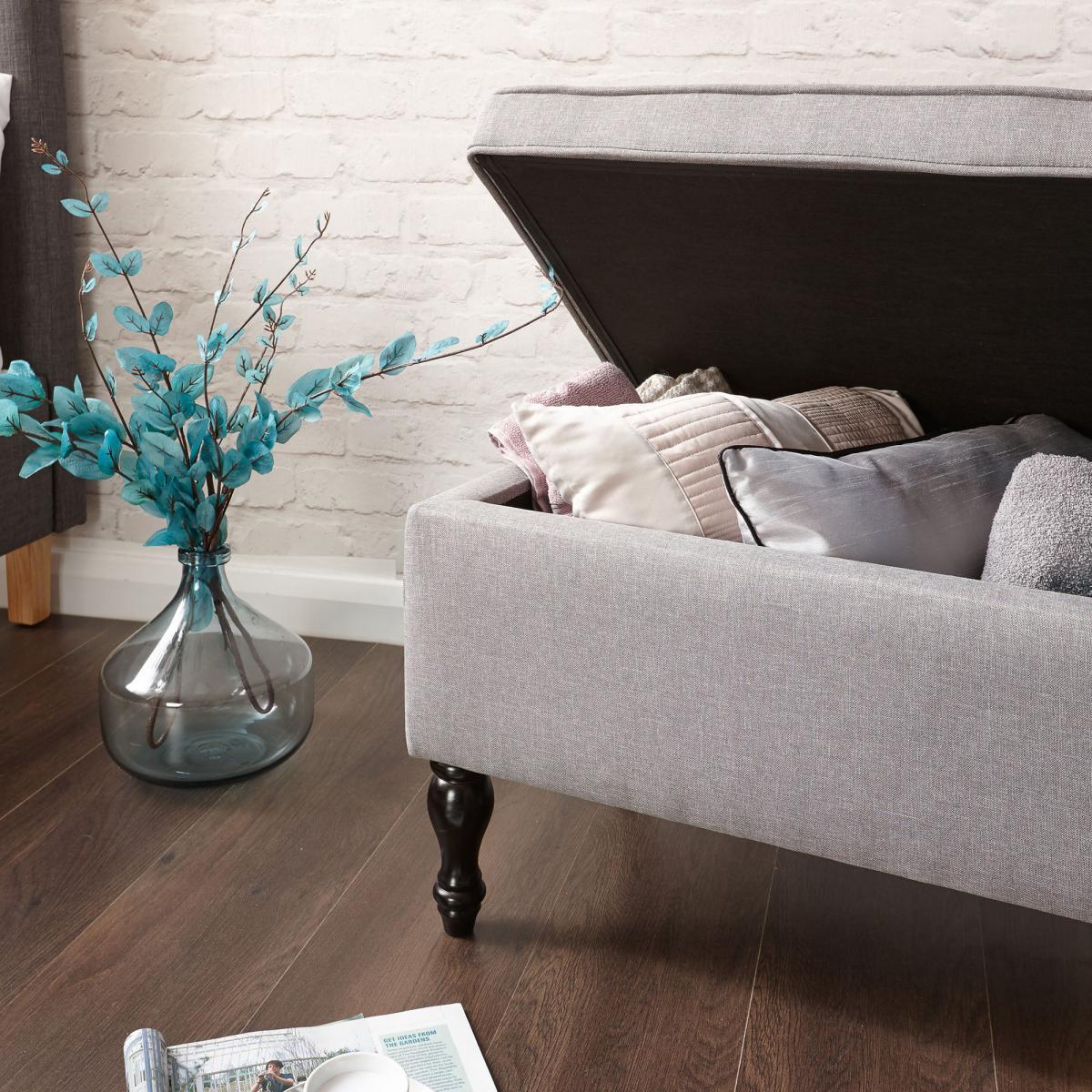 Windsor Grey Cushioned Ottoman Grey – image 4
